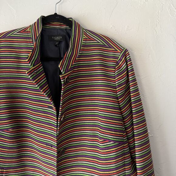 Talbots Blazer Womens 22WP Striped Two Button Lined Cotton Blend Jacket Plus Siz - Picture 2 of 12